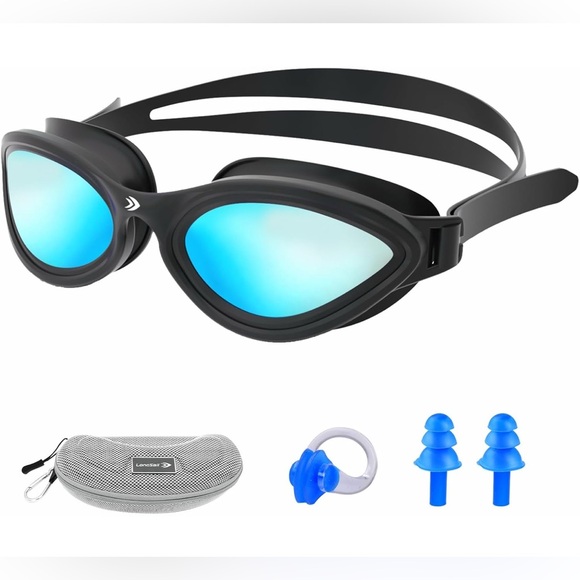 Adult Swim Goggles-Mirrored/Polarized SwimGoggles 10x Anti-fog UV Protection - Picture 1 of 9